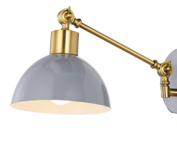 Lisa 18" Swing Arm Modern Midcentury Iron USB Charging Port LED Sconce - JONATHAN Y